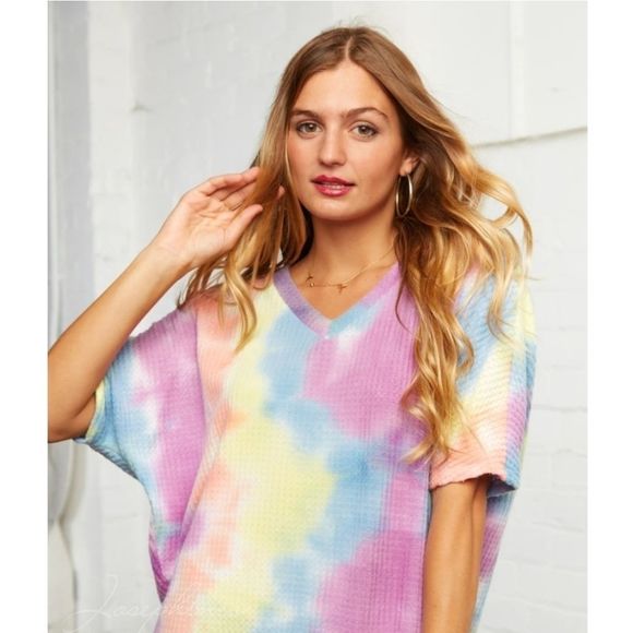 Pink Multi-Colored Tie Dye Top - Picture 2 of 4